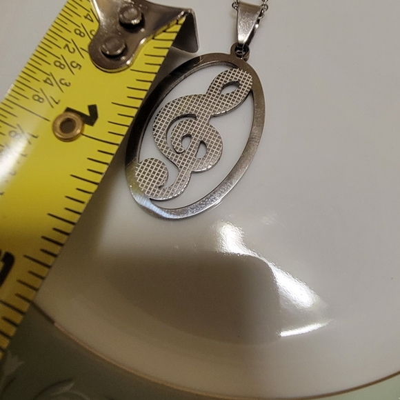 STAINLESS STEEL Music G-clef pendant/necklace. Unisex.Nwt* - Picture 3 of 6